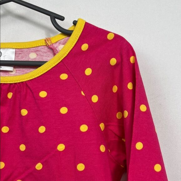 Hanna Andersson Fucshia and Yellow polka dot long sleeve top NWOT size 6-7 years - Picture 3 of 12